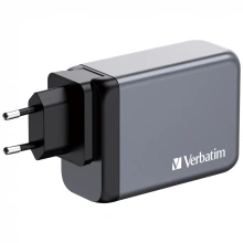 Verbatim cestovní adaptér GNC-240, GaN, 3x USB-C PD 140W/100W/65W, 1xUSB-A QC 3.0, šedá