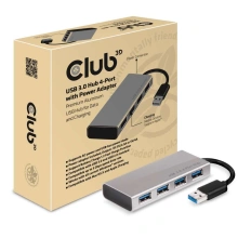 Club3D USB hub CSV-1431 USB 3.0 Type A na 4x USB Type A, hliníkové tělo, napájecí apdatér