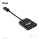 Club3D adaptér USB-C 3.2 - 2xDisplayPort, M/F, 4K@60Hz, MST, 20cm, black