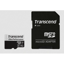 Transcend 64GB microSDXC 340S UHS-I U3 V30 A2 3D TLC (Class 10) pamÄÅ¥ovÃ¡ karta (s adaptÃ©rem), 160MB/s R, 80MB/s W