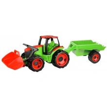 LENA Pojazd Traktor z łyżką i przyczepą czerwono-zielony