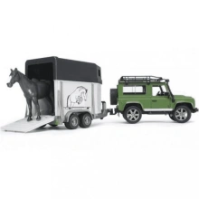 Bruder Land Rover Defender z przyczepą dla konia i figurką