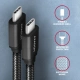AXAGON kabel USB-C - USB-C SPEED USB3.2 Gen 1, PD60W 3A, opletený, 1m, black